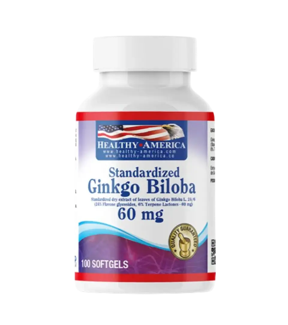 Ginkgo Biloba 60 mg Extracto de Ginkgo Biloba 100 Softgels Healthy America