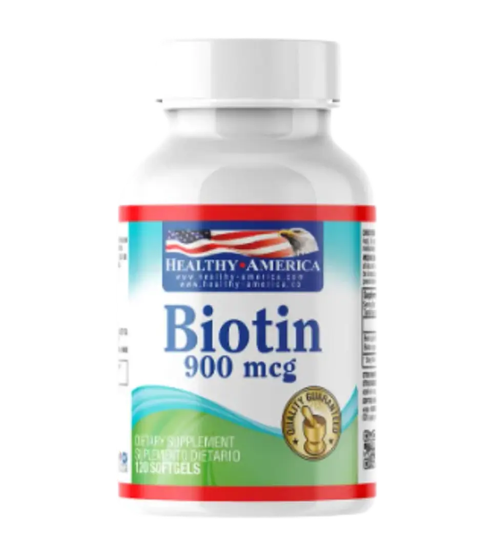 Biotin 900 mcg Biotina 90 Softgels Healthy America