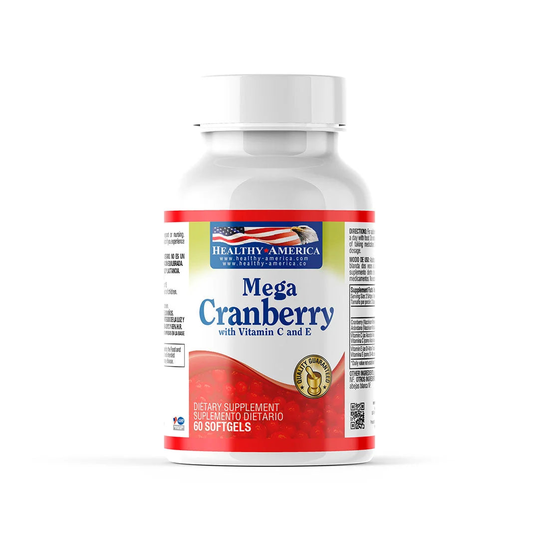 Mega Cranberry 850 mg Extracto de Cranberry Arándano Rojo 60 Softgels Healthy America