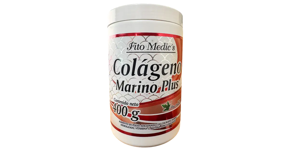 Colágeno Marino Hidrolizado 400 g Fito Medics – Tipo I y II con Vitamina C, Biotina, Zinc y Magnesio