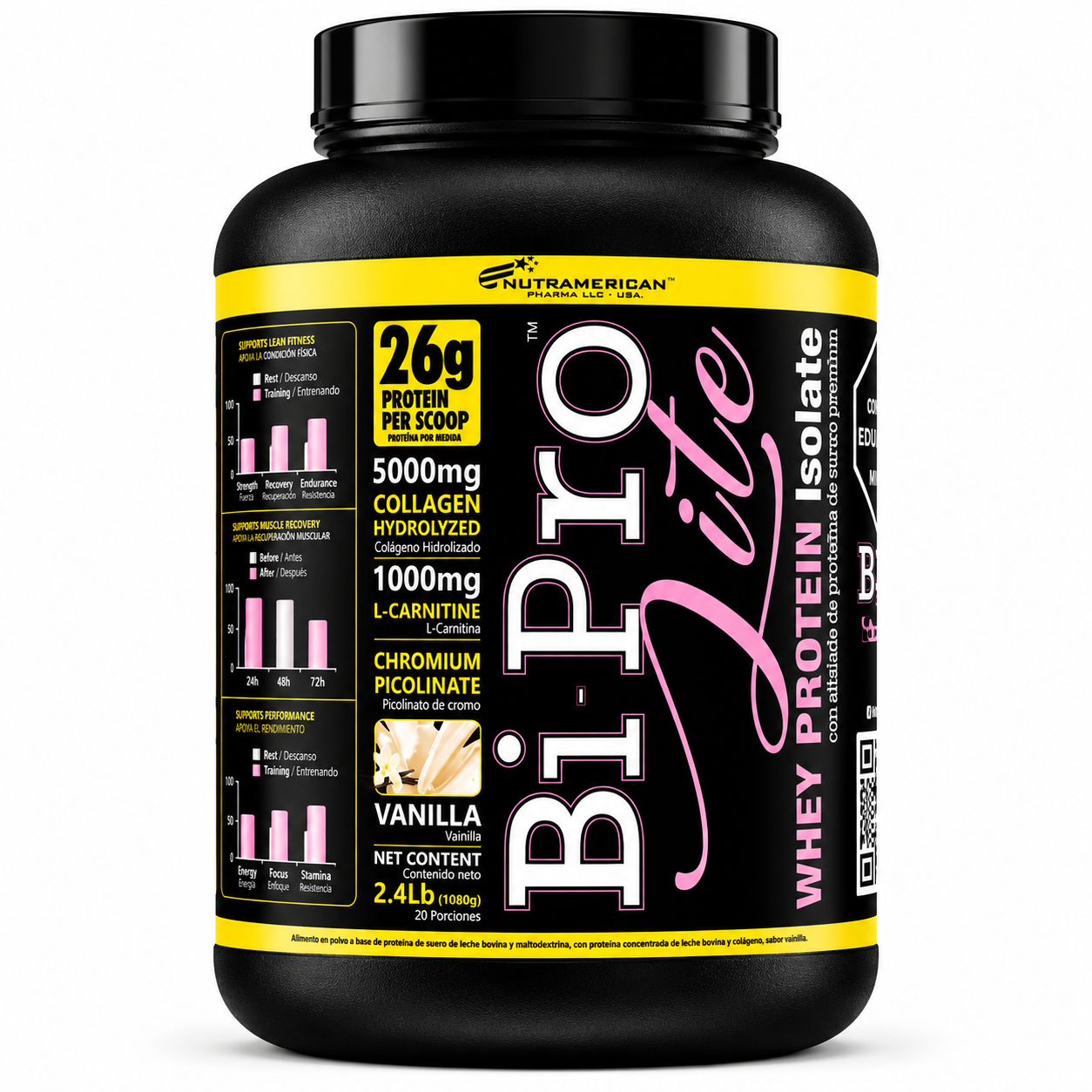 Bi Pro Lite Whey Protein Isolate 2.4 libras Nutramerican
