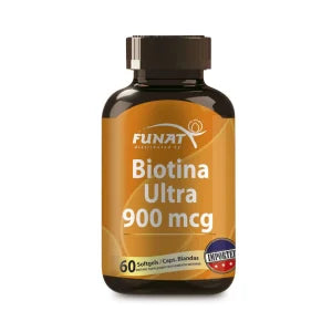 Biotina Ultra 900 mcg 60 Softgels Funat – Biotina + Vitamina A para Cabello, Piel y Uñas