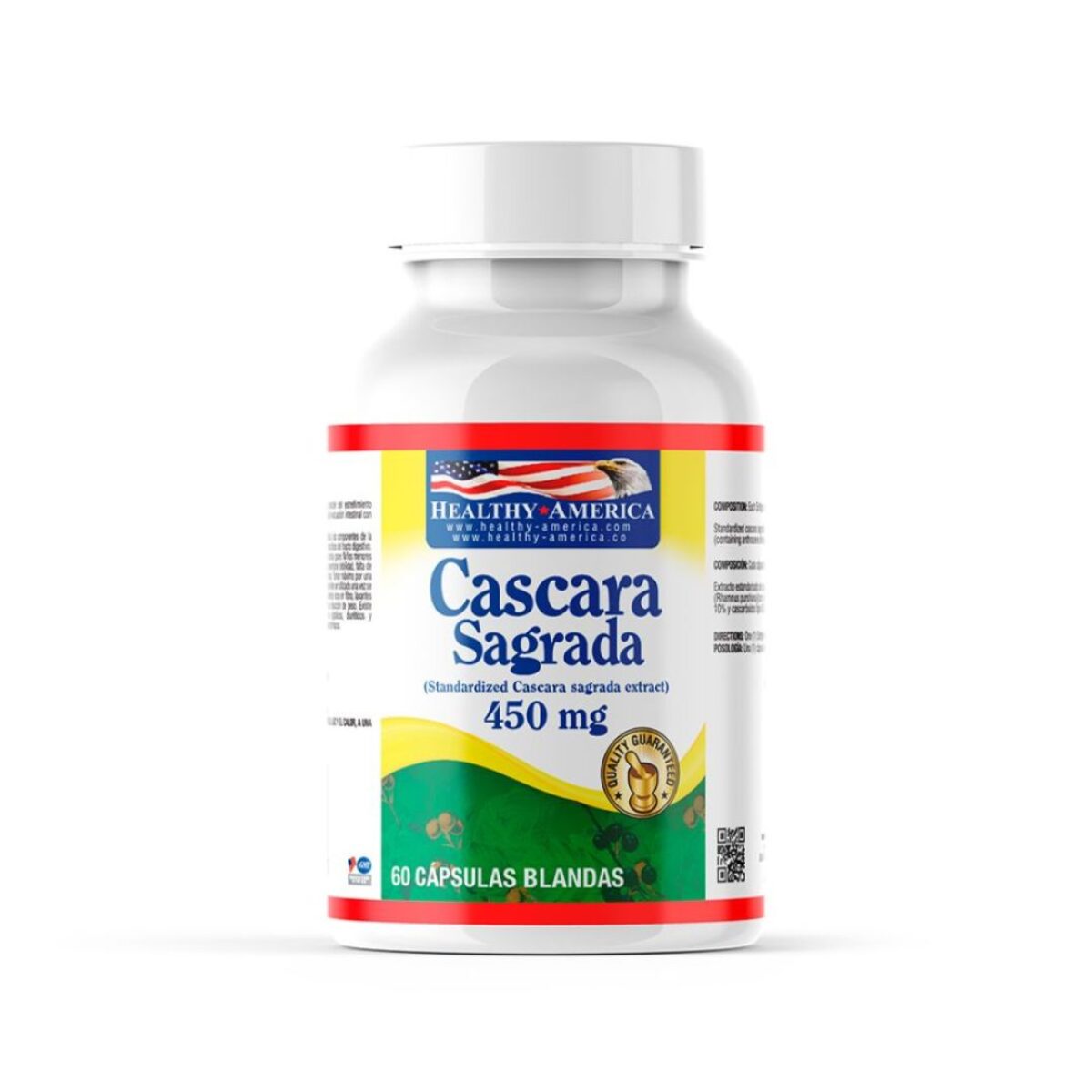 Cascara Sagrada 450 mg Cáscara Sagrada 60 Softgels Healthy America