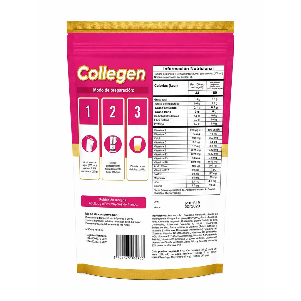 Collegen 500 g – 3Q | Colágeno Hidrolizado para el Bienestar y Cuidado Personal